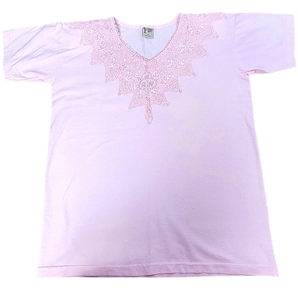 VINTAGE Lace Detail with Shoulder Pads Top - Picture 2 of 9